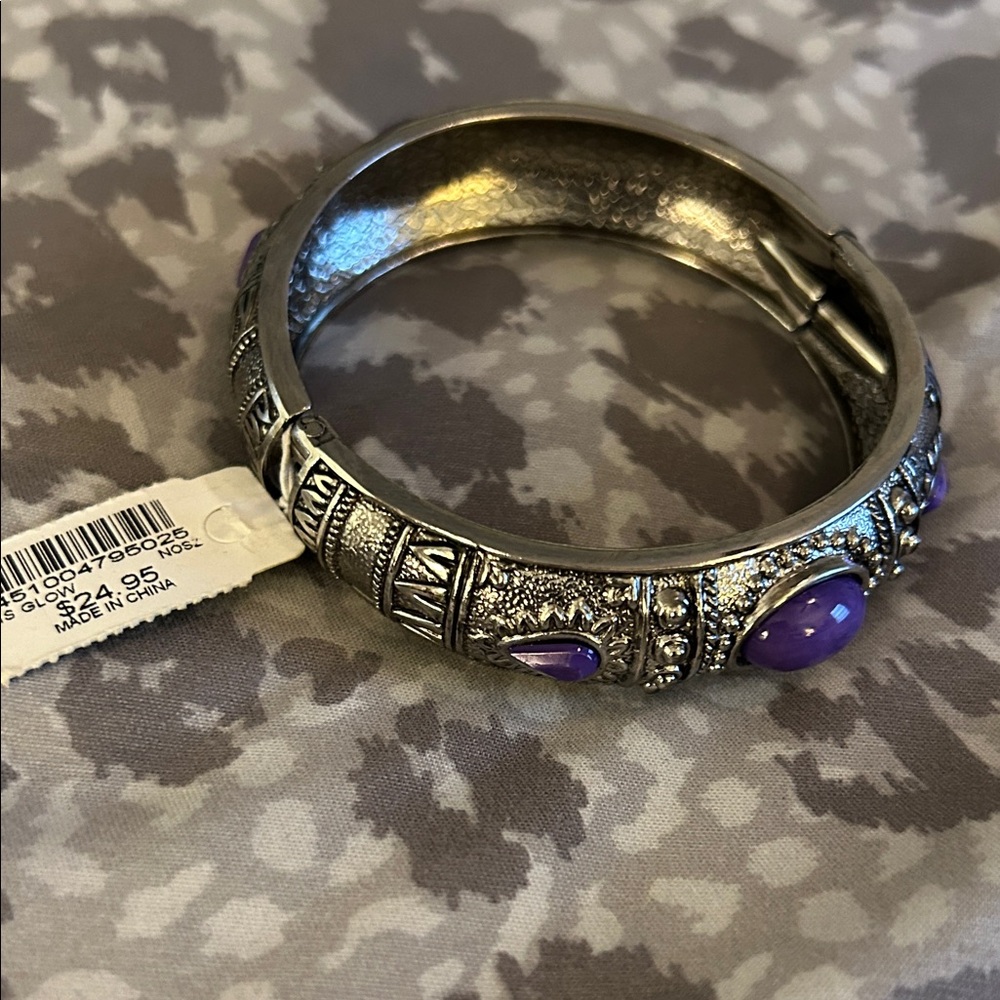 Chico's Silver Bracelet with Purple Accents